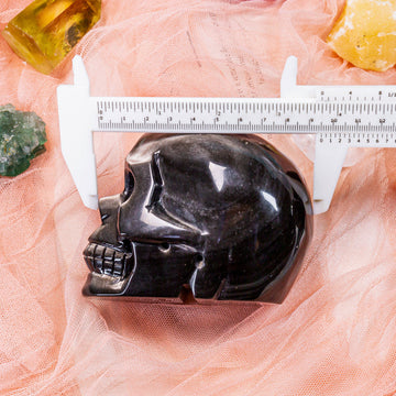 Sliver Sheen Obsidian Skull